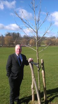 Mike Penning and a tree he recently planted in Gadebridge Park